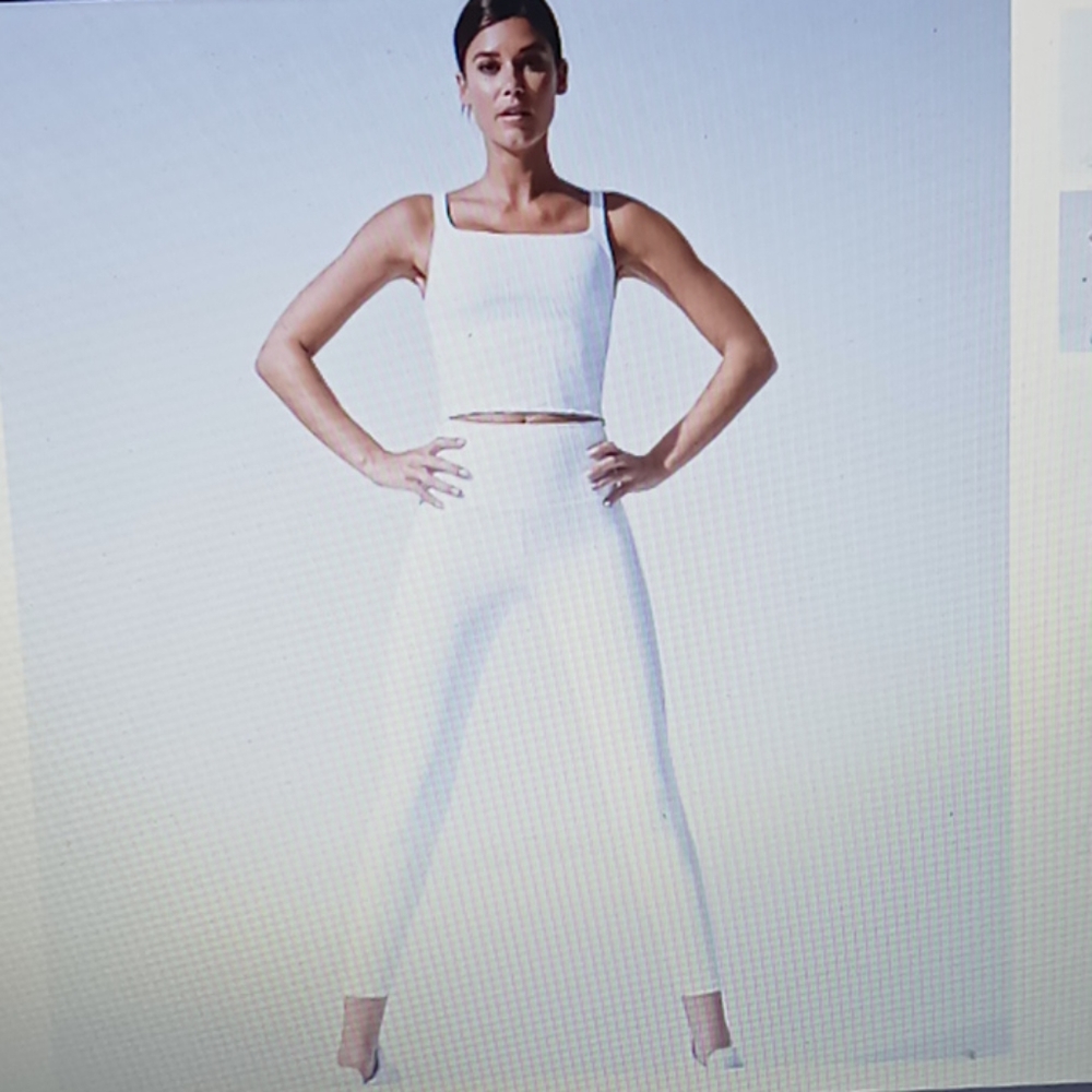 Carbon38 Ribbed Regular Rise 7/8 Legging-White - Picture 8 of 12
